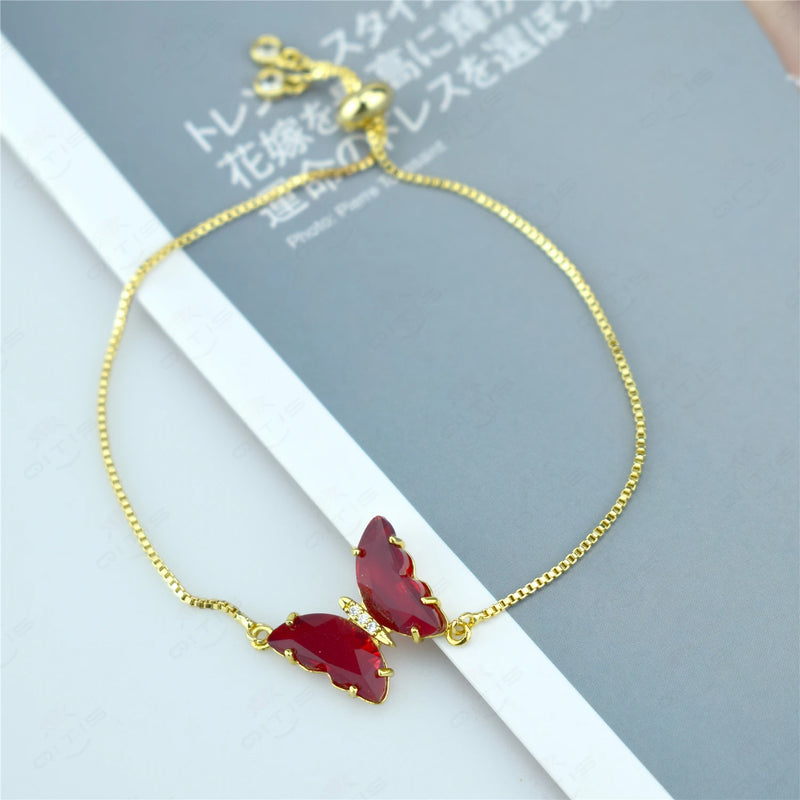 Crystal Butterfly Zircon Bracelet Copper Jewelry