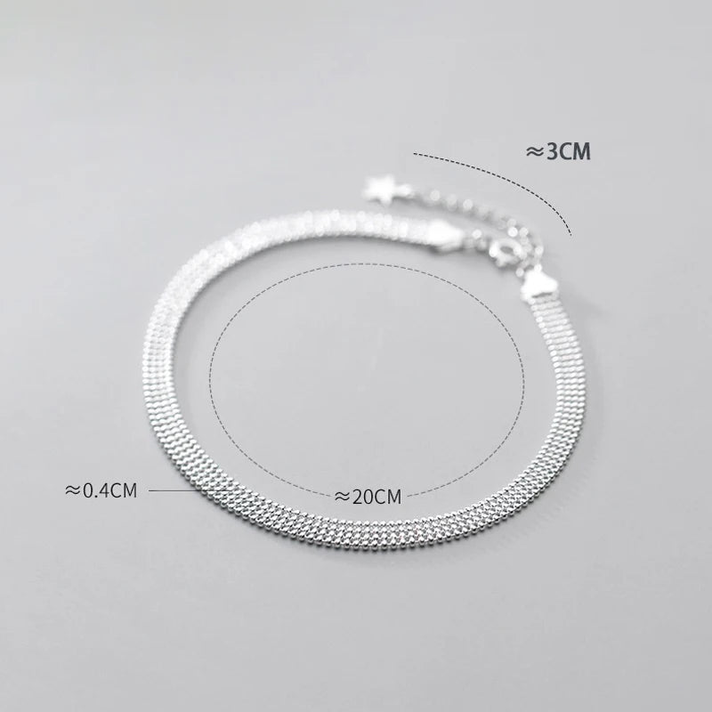 925 Silver Women's Beads Chain Anklet Sandals Foot Jewelry