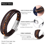 Men Leather Bracelet Natural Stone Woven Multilayer Boho Bracelet