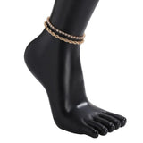 Metal Twisted Chain Anklet, Bohemian Style Rhinestone Jewelry