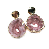 Natural Stone Earrings Irregular Shape Quartz Crystal Gemstones Drop Earrings