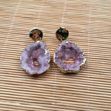 Natural Stone Earrings Irregular Shape Quartz Crystal Gemstones Drop Earrings