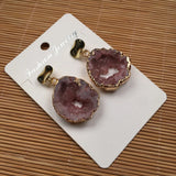 Natural Stone Earrings Irregular Shape Quartz Crystal Gemstones Drop Earrings