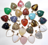Natural Stone Quartz Crystal Tiger Eye Opal Heart Pendant Charms 8pc