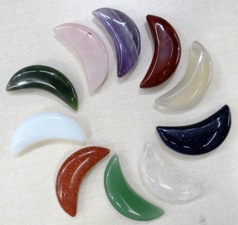 Natural Stone Quartz Crystal Moon Pendant for DIY Jewelry Making