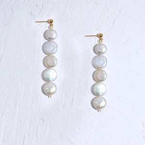 Pearl Long Earrings Flat Round Pearl Jewelry Women Adds Charming Pendant