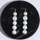 Pearl Long Earrings Flat Round Pearl Jewelry Women Adds Charming Pendant