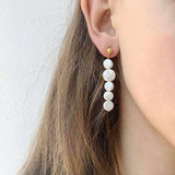Pearl Long Earrings Flat Round Pearl Jewelry Women Adds Charming Pendant