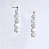 Pearl Long Earrings Flat Round Pearl Jewelry Women Adds Charming Pendant