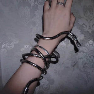 Snake Multi-Function Necklace Punk Hip Hop Metal Adjustable Silver for Women Gir
