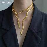 Snake Multi-Function Necklace Punk Hip Hop Metal Adjustable Silver for Women Gir