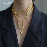 Adjustable Silver Snake Necklace Punk Hip Hop Metal Multi-Function Jewelry