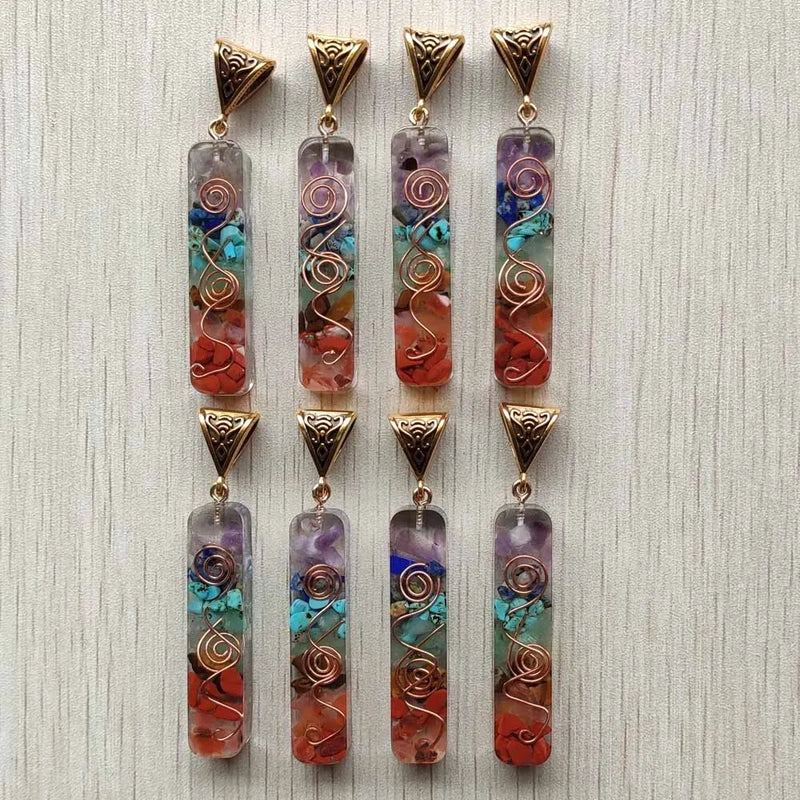 Amethyst Lapis Lazuli 7 Chakras Stone Charms Pendants 8pcs/lot