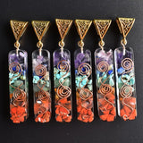 7 Color Stone Pillar Charms Pendants 6pcs