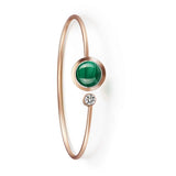 Green Malachite Crystal Bracelet, Rhinestone Circle Bar Bangle