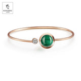 Green Malachite Crystal Bracelet, Rhinestone Circle Bar Bangle