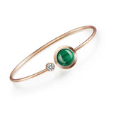Green Malachite Crystal Bracelet, Rhinestone Circle Bar Bangle