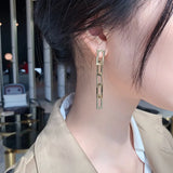 Retro Metal Chain Pendant Long Earring Girl's Jewelry Christmas Party Hip Hop