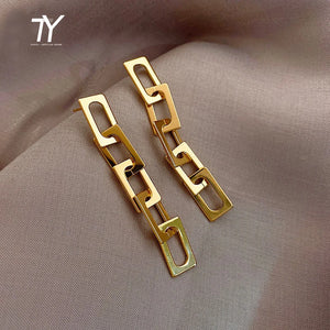 Retro Metal Chain Pendant Long Earring Girl's Jewelry Christmas Party Hip Hop