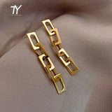 Retro Metal Chain Pendant Long Earring Girl's Jewelry Christmas Party Hip Hop