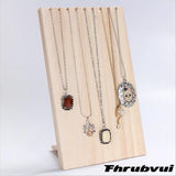 Wooden Necklace Display Stand Jewelry Organizer with 9 Hooks