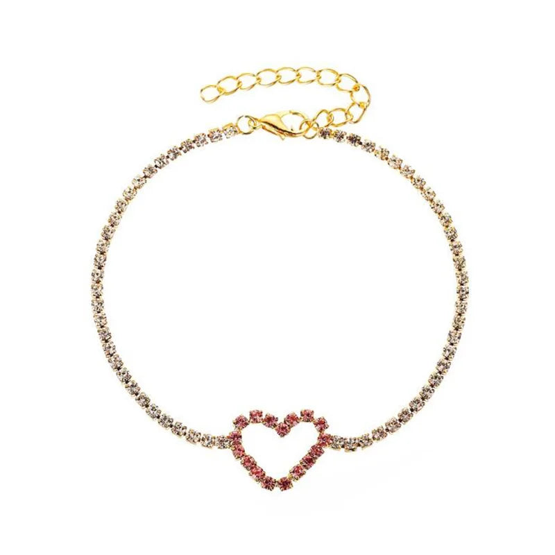 Heart Chain Bracelet Rhinestone Jewelry for Girls