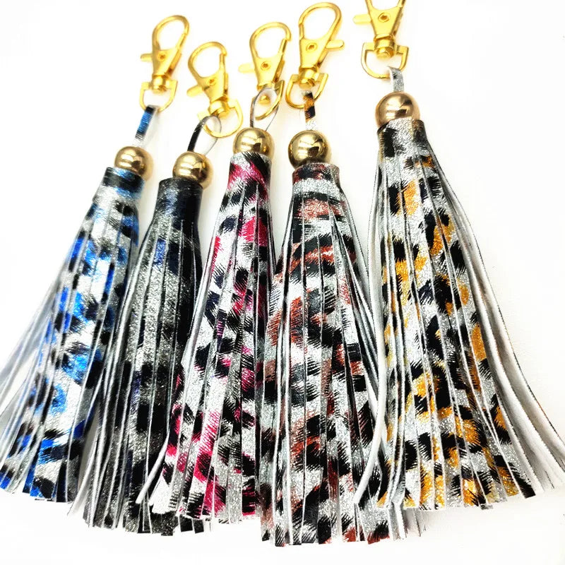 Colorful Leather Tassel Key Chain Lobster Clasp Key chain