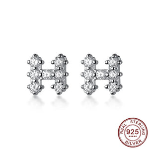 Zircon Stud Earrings 925 Silver for Ladies Wedding Gift