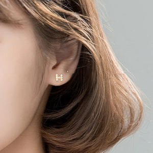 Zircon Stud Earrings 925 Silver for Ladies Wedding Gift