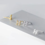 Zircon Stud Earrings 925 Silver for Ladies Wedding Gift