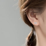 Zircon Stud Earrings 925 Silver for Ladies Wedding Gift