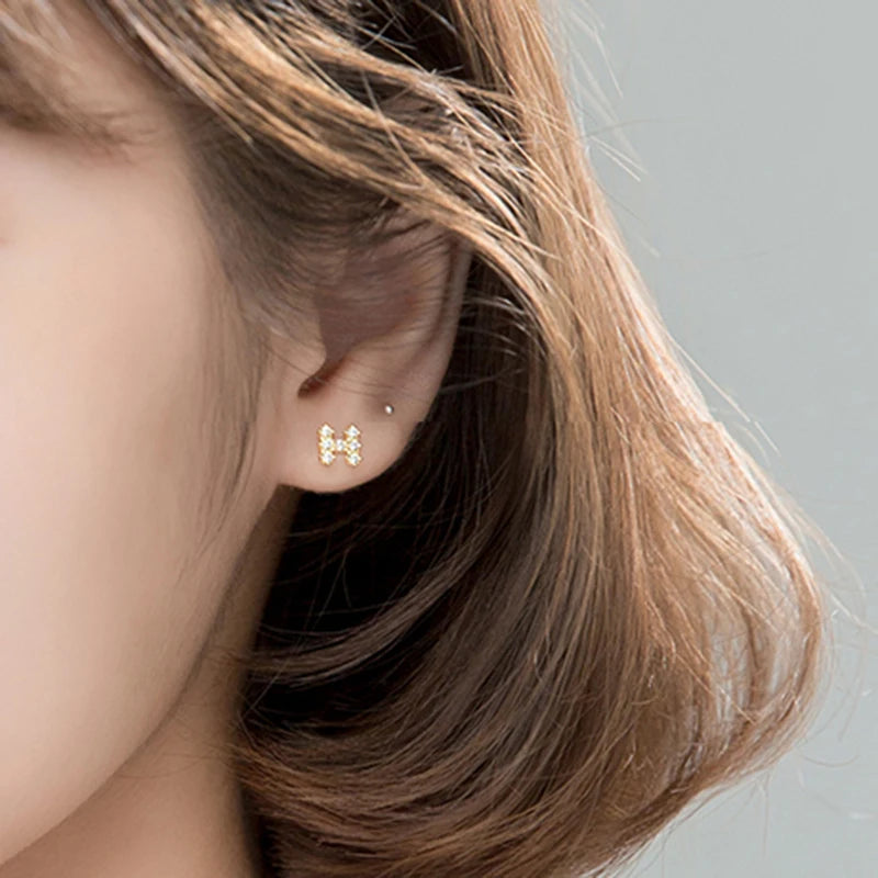 Zircon Stud Earrings 925 Silver for Ladies Wedding Gift