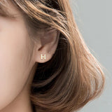 Zircon Stud Earrings 925 Silver for Ladies Wedding Gift