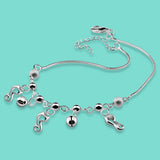 Silver Cat Bell Anklet Women's 925 Sterling Silver Summer Beach Jewelry