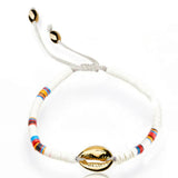 Silver-Gold Cowrie Shell Bracelet Beach Bohemian Bangle