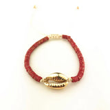 Silver-Gold Cowrie Shell Bracelet Beach Bohemian Bangle