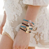 Silver-Gold Cowrie Shell Bracelet Beach Bohemian Bangle