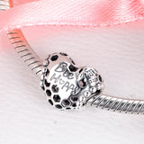 Bee Happy Honeycomb Heart Charm 925 Silver DIY Bracelet Jewelry