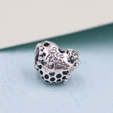 Bee Happy Honeycomb Heart Charm 925 Silver DIY Bracelet Jewelry