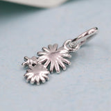 Spring Daisy Flower Bouquet Dangle Charm 925 Sterling Silver