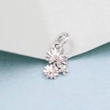 Spring Daisy Flower Bouquet Dangle Charm 925 Sterling Silver