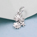 Spring Daisy Flower Bouquet Dangle Charm 925 Sterling Silver