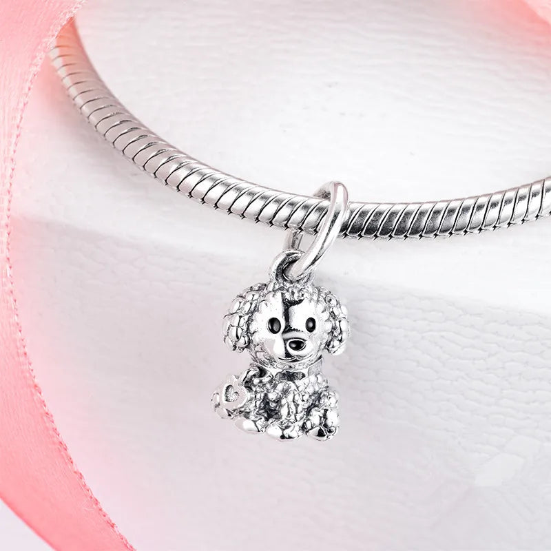 Spring Dog Dangle Charm 925 Sterling Silver Charms for DIY Bracelets
