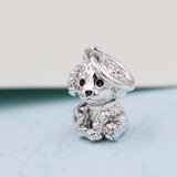 Spring Dog Dangle Charm 925 Sterling Silver Charms for DIY Bracelets