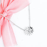 Spring Pave Daisy Flower Collier Necklace 925 Sterling Silver Jewelry