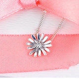 Spring Pave Daisy Flower Collier Necklace 925 Sterling Silver Jewelry