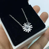 Spring Pave Daisy Flower Collier Necklace 925 Sterling Silver Jewelry
