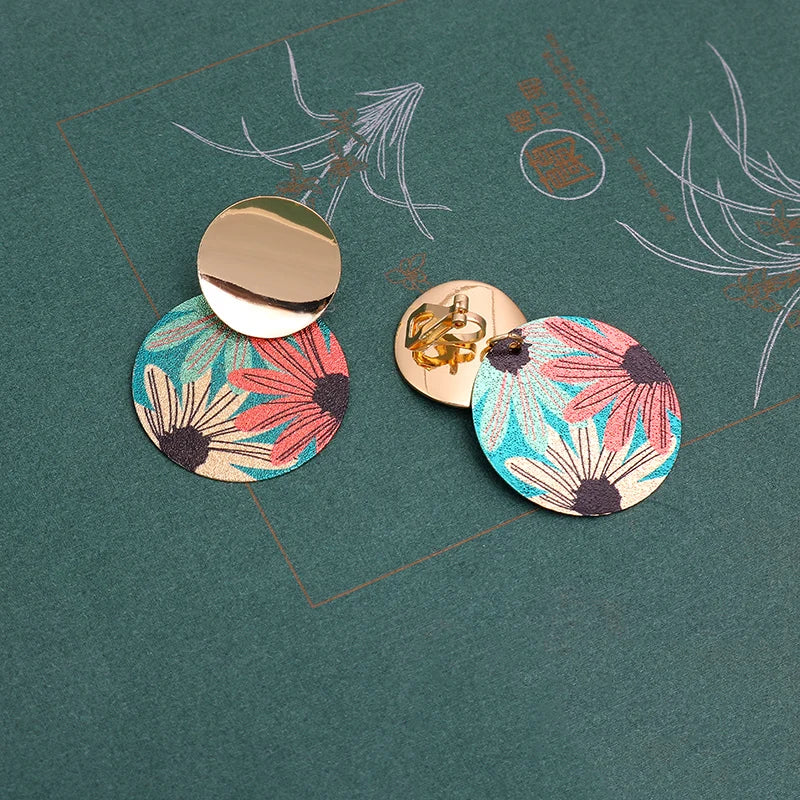 Spring Vintage Flower Round Clip Earrings for Women