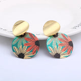 Spring Vintage Flower Round Clip Earrings for Women