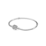 Sterling Silver Heart Lock Bracelet for Women